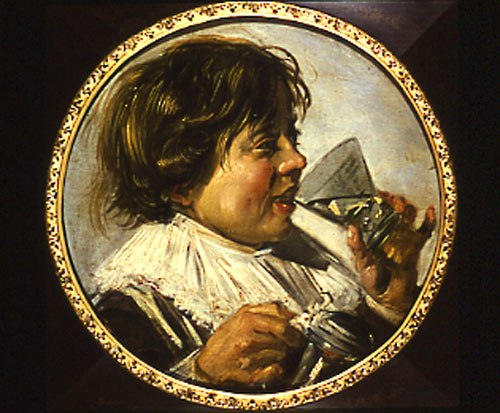 Half-length portrait of a laughing boy with a wine-glass od Frans Hals