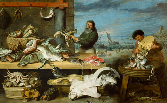 A fish market. (the figures by C. de Vos) od Frans Snyders