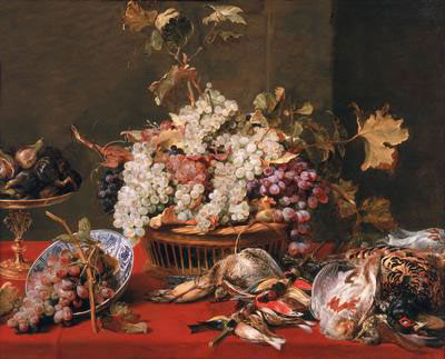 Still life of grapes in a basket od Frans Snyders