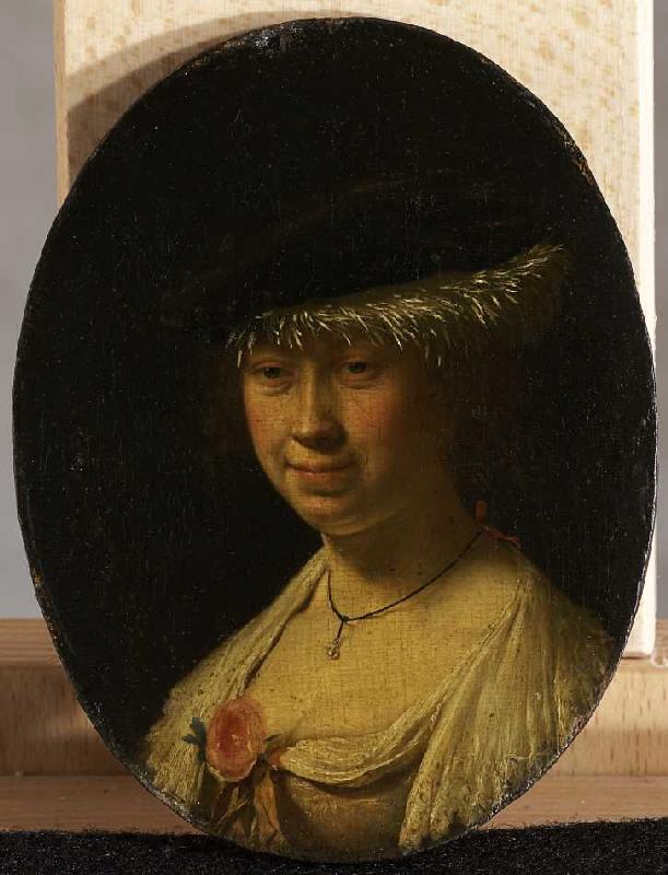 Bildnis einer Dame mit Barett. od Frans van Mieris d.Ä.