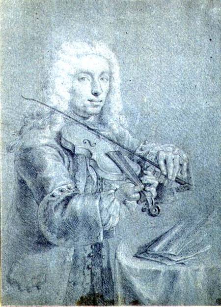 Portrait of Francesco Veracini (1690-1768), Italian violinist cil and od Franz Ferdinand Richter