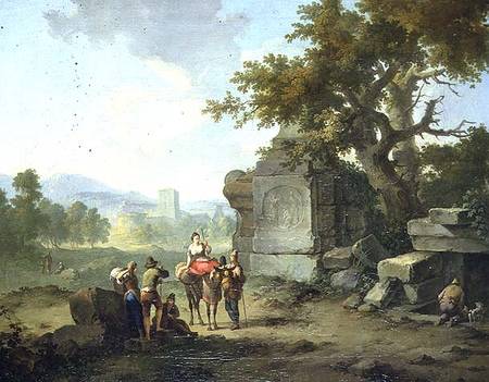 Rustic Landscape with Travellers (one of a pair) od Franz Ferg