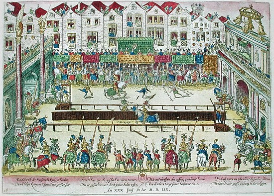 Tournament during which Henri II (1519-59) was injured the Count of Montgomery and died ten days lat od Franz Hogenberg
