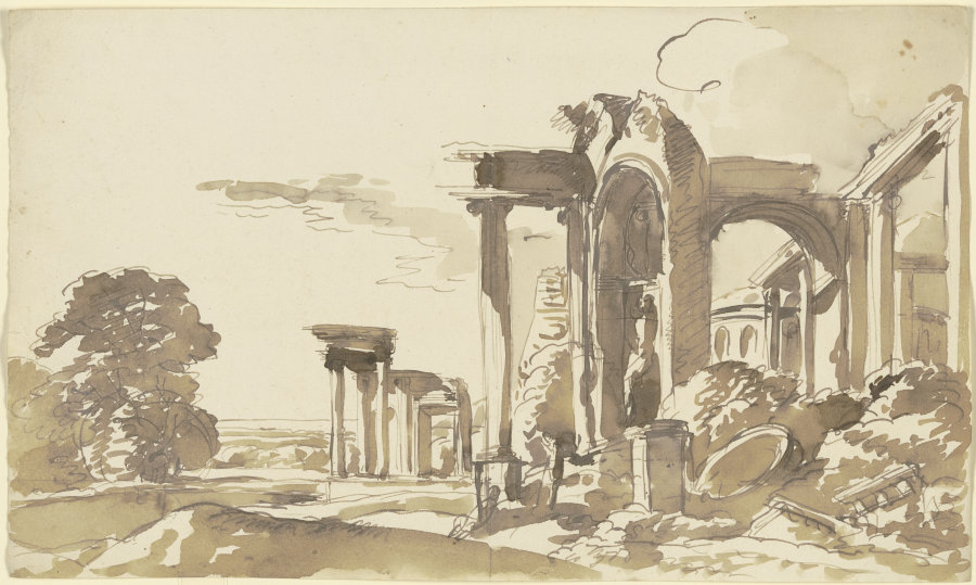 Antike Ruinen in einer Landschaft od Franz Innocenz Josef Kobell