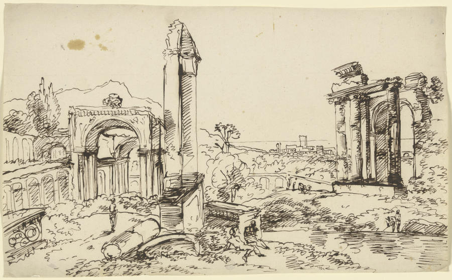 Antike Ruinen vor einer Landschaft od Franz Innocenz Josef Kobell