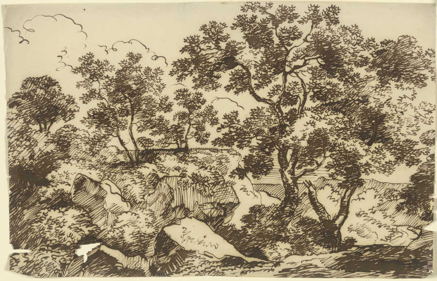 Bäume in einer felsigen Landschaft od Franz Innocenz Josef Kobell