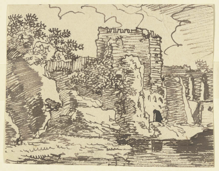 Burgruine an einem Gewässer od Franz Innocenz Josef Kobell