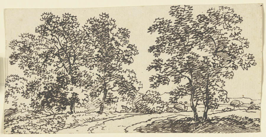 Ein Weg, von zwei Baumpaaren gesäumt od Franz Innocenz Josef Kobell