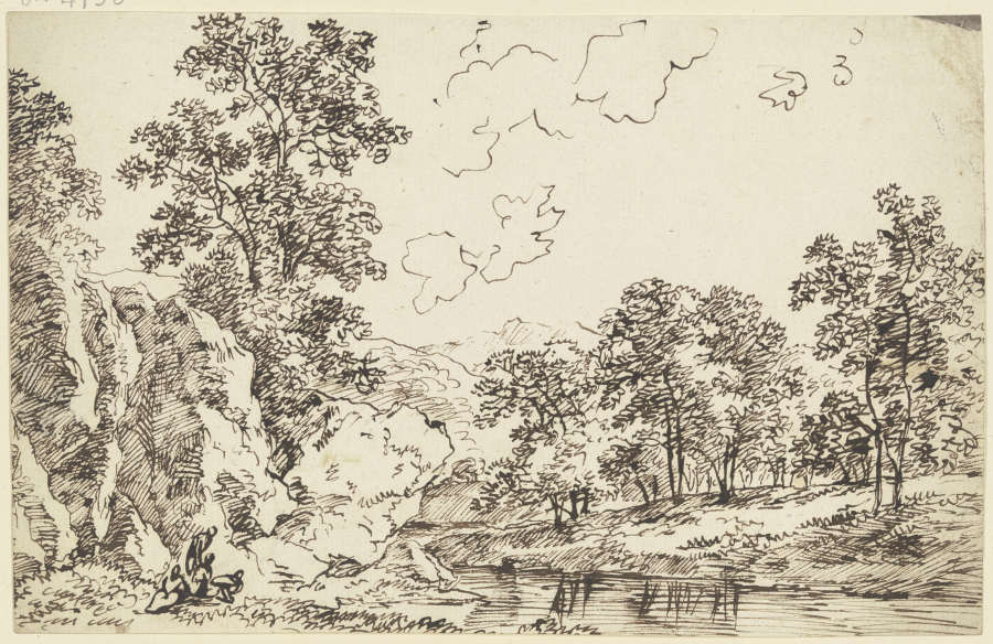 Felsige Landschaft mit Bäumen und Staffagefiguren od Franz Innocenz Josef Kobell