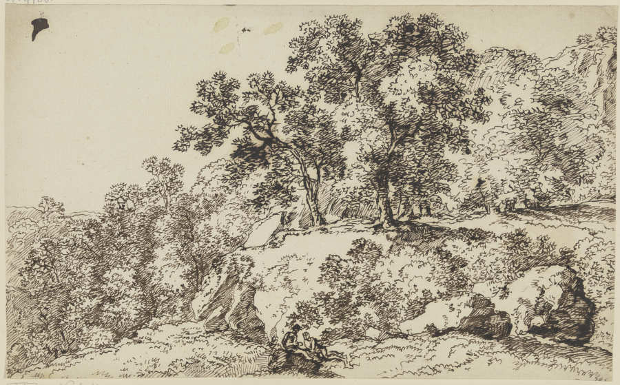 Felsige Landschaft mit Bäumen und Staffagefiguren od Franz Innocenz Josef Kobell