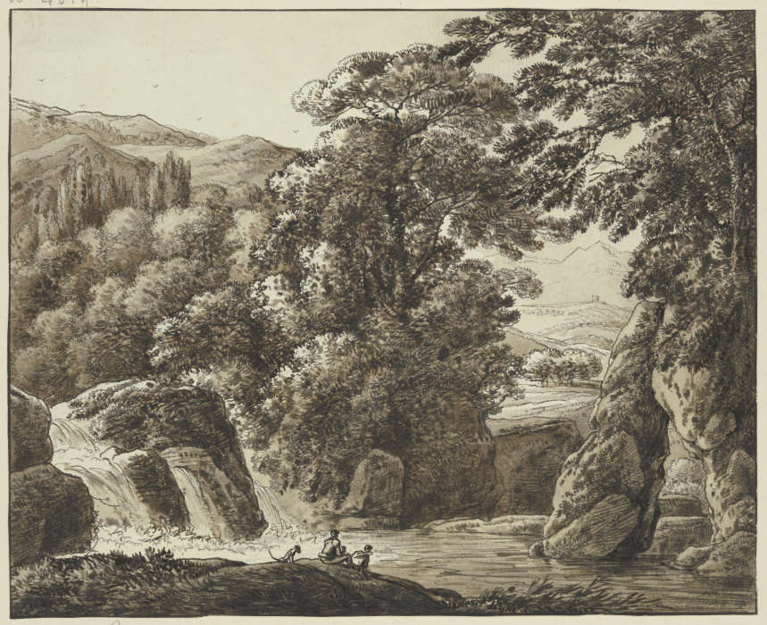 Gebirgslandschaft mit Wasserfall od Franz Innocenz Josef Kobell