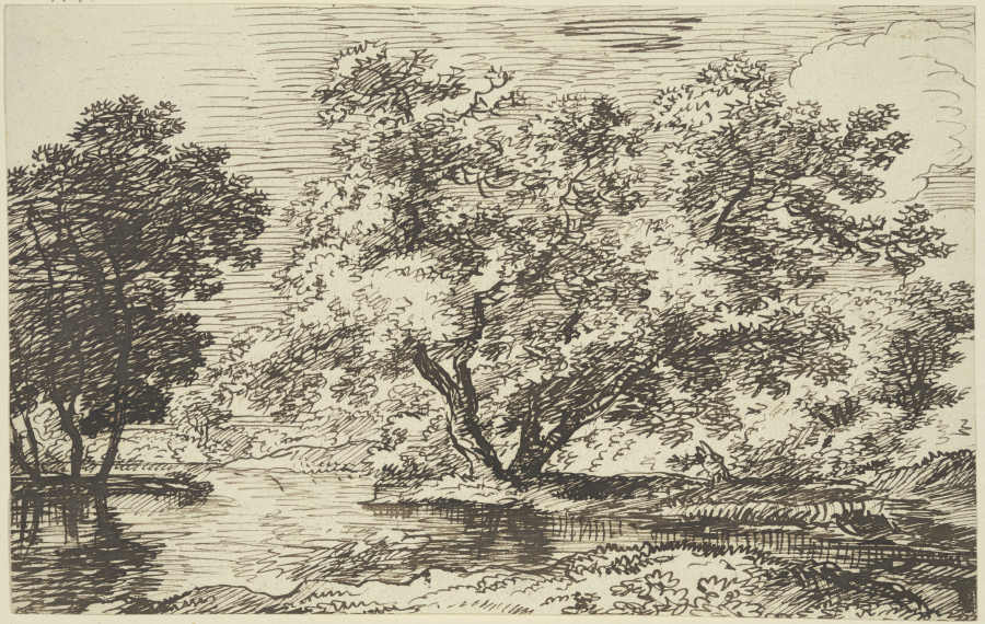 Große Baumgruppe an einem Gewässer od Franz Innocenz Josef Kobell