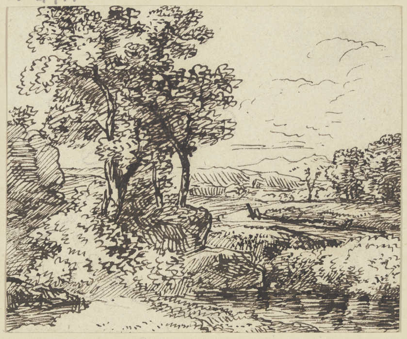 Landschaft mit Gewässer und Bäumen od Franz Innocenz Josef Kobell