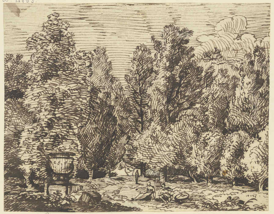 Landschaft mit hohen Bäumen und antikischer Staffage od Franz Innocenz Josef Kobell