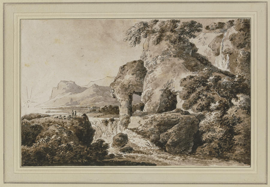 Landschaft mit Wasserfall und Felsentor od Franz Innocenz Josef Kobell