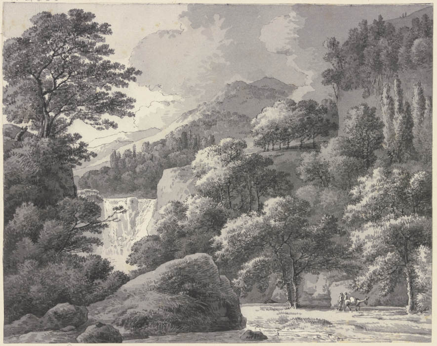 Waldige Gebirgslandschaft mit Wasserfall od Franz Innocenz Josef Kobell