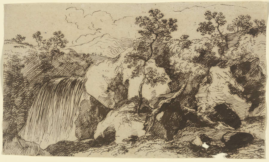 Wasserfall in einer Gebirgslandschaft od Franz Innocenz Josef Kobell