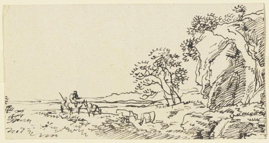 Weidelandschaft mit Vieh, rechts ein Felssporn od Franz Innocenz Josef Kobell