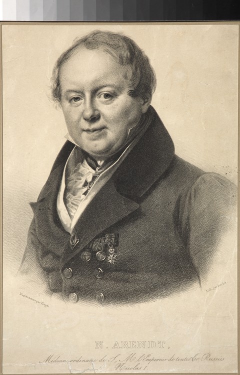 Portrait of the imperial personal physician Nicholas Martin Arendt (1785-1859) od Franz Krüger