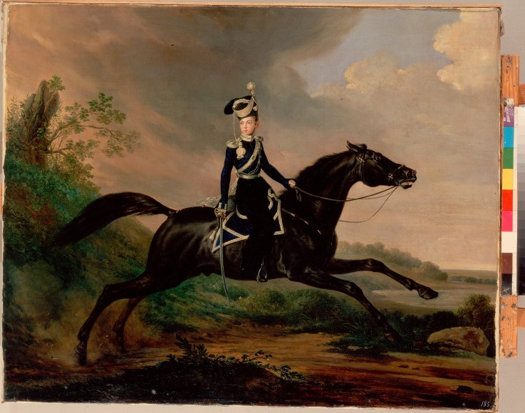 Equestrian Portrait of Grand Prince Alexander Nikolayevich (1818-1881) od Franz Krüger