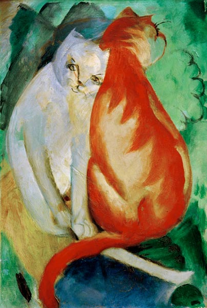 Kočky, červené a bílé od Franz Marc