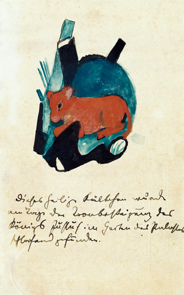 The sacred Kälbchen (on postcard to Else Lasker pupils) od Franz Marc