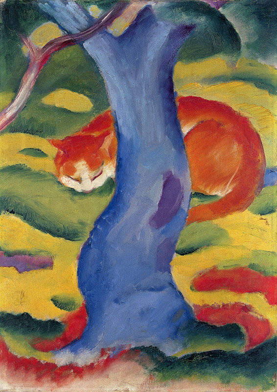 Cat Behind a Tree od Franz Marc