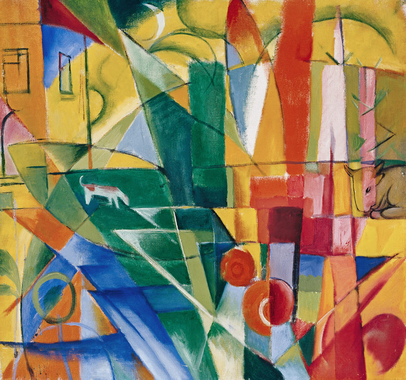 Landscape with house, dog and cattle. od Franz Marc
