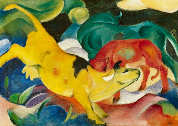 Cows red, green, yellow od Franz Marc