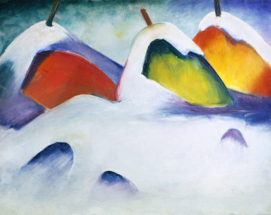 Hay squatting positions in the snow od Franz Marc
