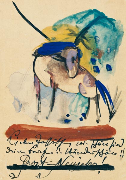 Horse. (on postcard to Else Lasker pupils) od Franz Marc