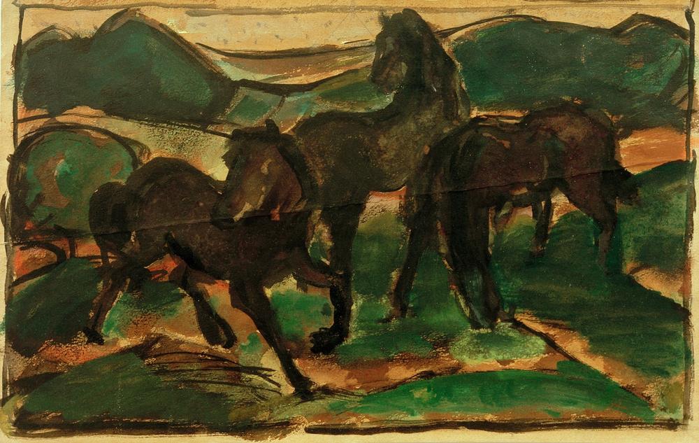 Horses on the Meadow I od Franz Marc