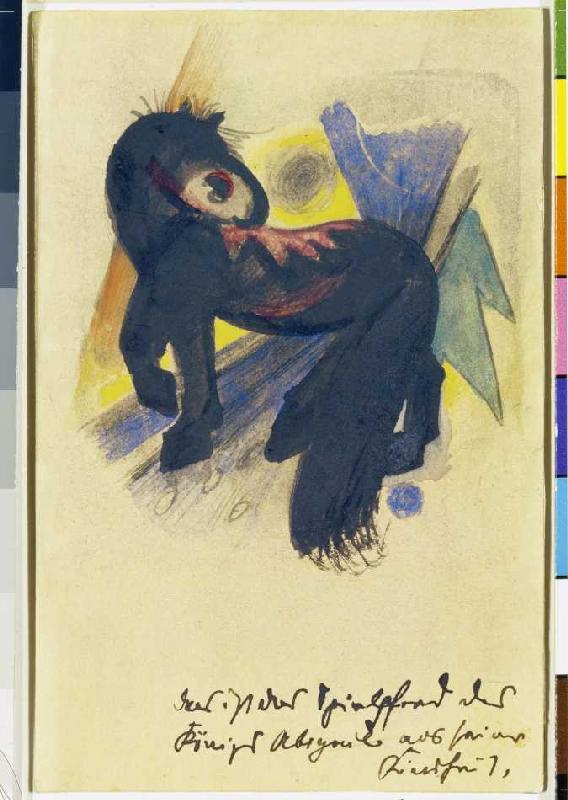 The game horse of the king Abigail from his childhood. Postcard to Else Lasker pupils od Franz Marc