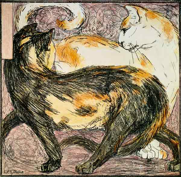 Two Cats (sketch) od Franz Marc