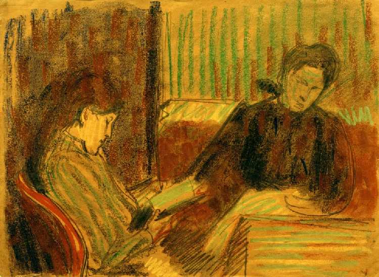 Zwei Frauen am Tisch od Franz Nolken