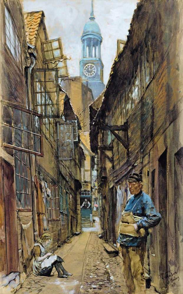 A Back Alley in Hamburg od Franz Skarbina