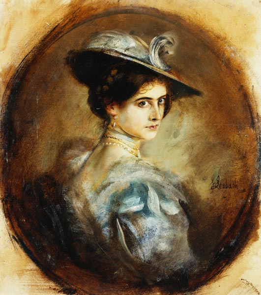 Porträt einer Dame. od Franz von Lenbach