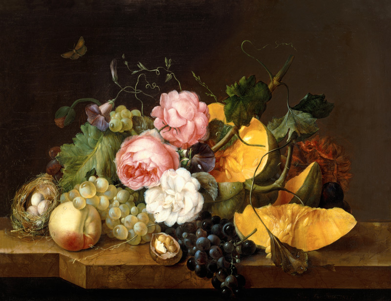 Still life with Flowers and Fruit od Franz Xaver Petter