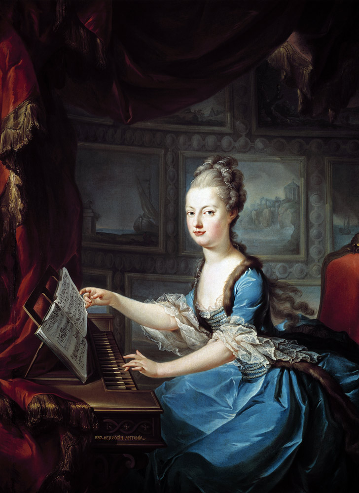 Archduchess Marie Antoinette Habsburg-Lothringen (1755-93) at the spinnet fifteenth child of Empress od Franz Xaver Wagenschon