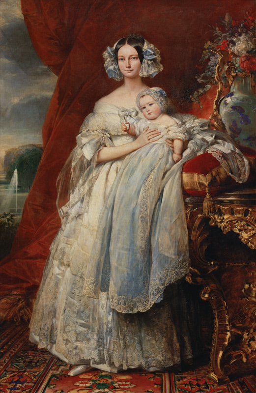 Helene-Louise de Mecklembourg-Schwerin, Duchess of Orleans (1814-58) with his son Count of Paris (18 od Franz Xaver Winterhalter