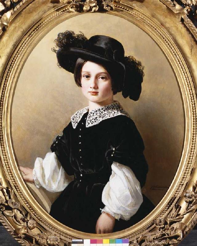 Portrait eines Mädchens im Samtkleid und Hut od Franz Xaver Winterhalter