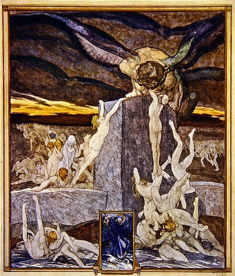 Illustration from Dante''s ''Divine Comedy'', Inferno, Canto XIX od Franz von (Choisy Le Conin) Bayros