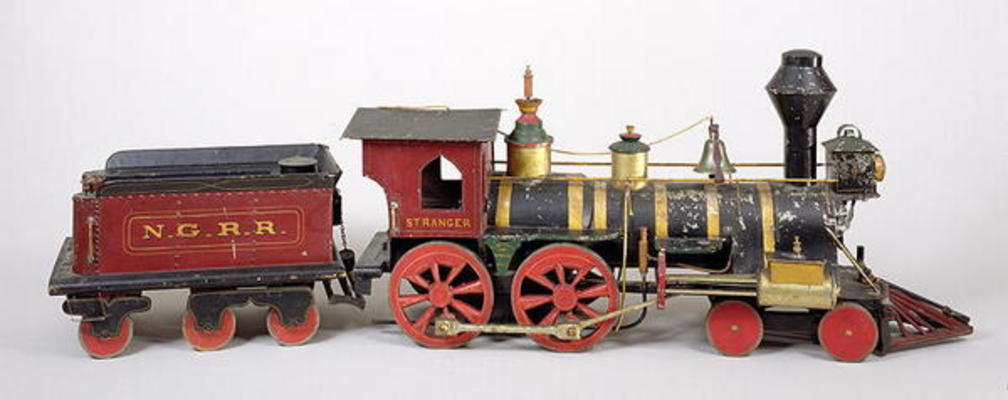 Railroad engine & tender model, 1877 (wood & metal) od Fred Butterfly