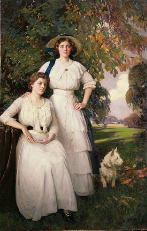 Portrait of Two Young Women in an Autumn Landscape od Fred Hall