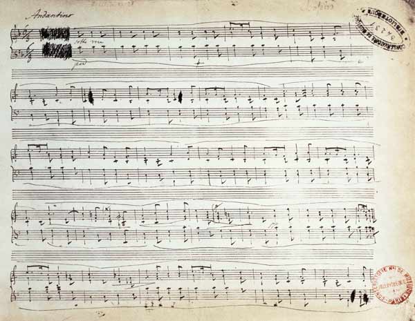 Facsimile of the score of 'Ballade Number 2 in F' od Frederic Chopin