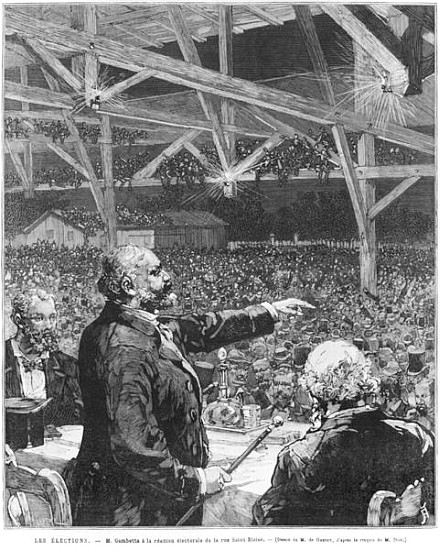 Leon Gambetta a la reunion electorale de la rue Sainte-Blaise, c.1879 od Frederic de Haenen