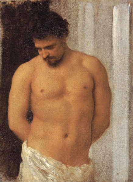Study of a Male Figure (oil on canvas) od Frederic Leighton