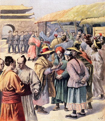 Disturbances in Seoul, cover of 'Le Petit Journal', 13th August 1894 (colour litho) od Frederic Lix
