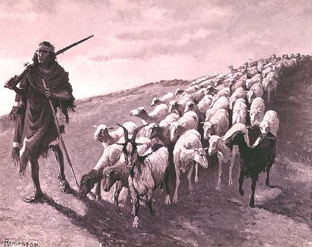 Navajo Sheepherder (panel) od Frederic Remington