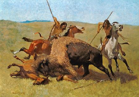 Indian at the buffalo hunting.